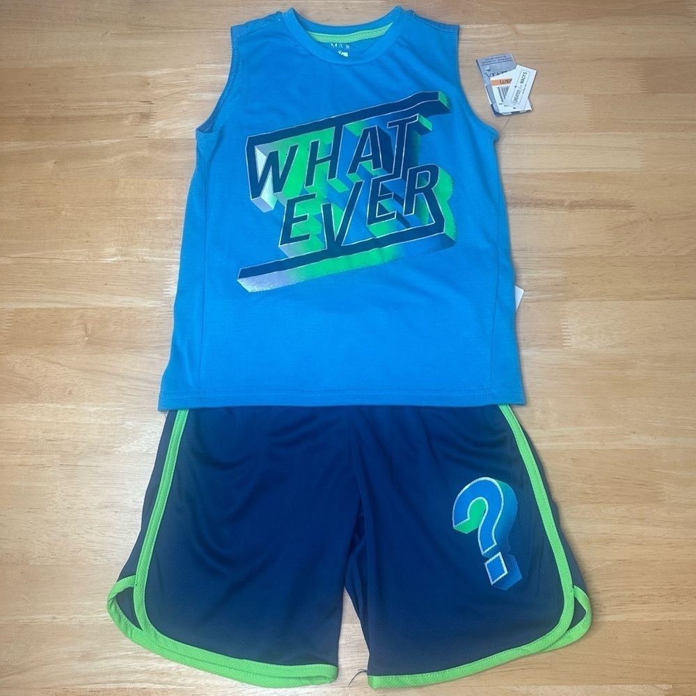 Max & Olivia Kids Boy's Whatever Blue Tank & Short Set Sleepwear Size S Small